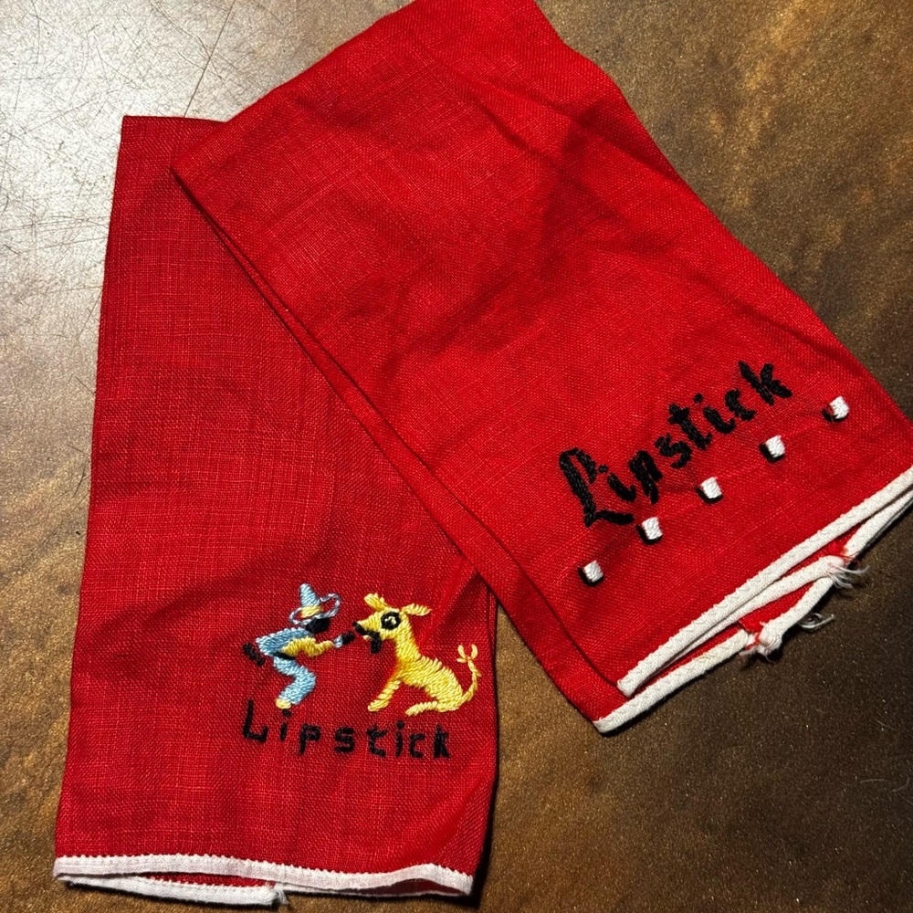 Lipstick Boutique Red Embroidered Scarf